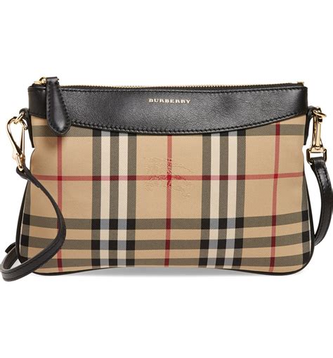 BURBERRY Horseferry Check Peyton Crossbody Clutch Bag.